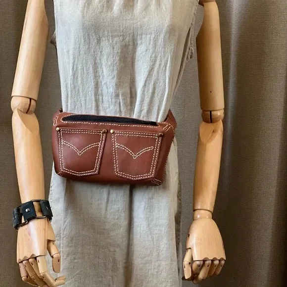 Handmade Leather Fanny Pack - Cinnamon Color