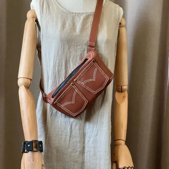 Handmade Leather Fanny Pack - Cinnamon Color