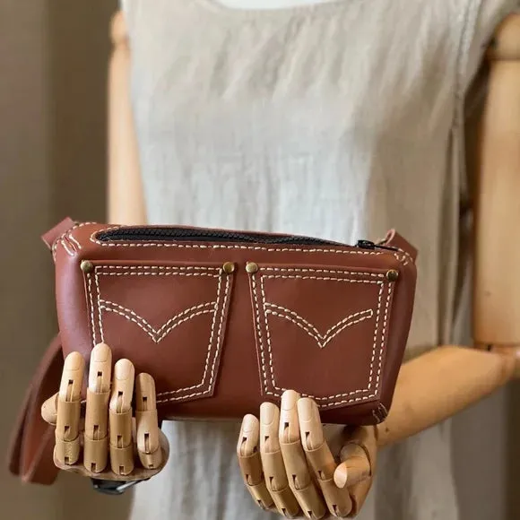 Handmade Leather Fanny Pack - Cinnamon Color