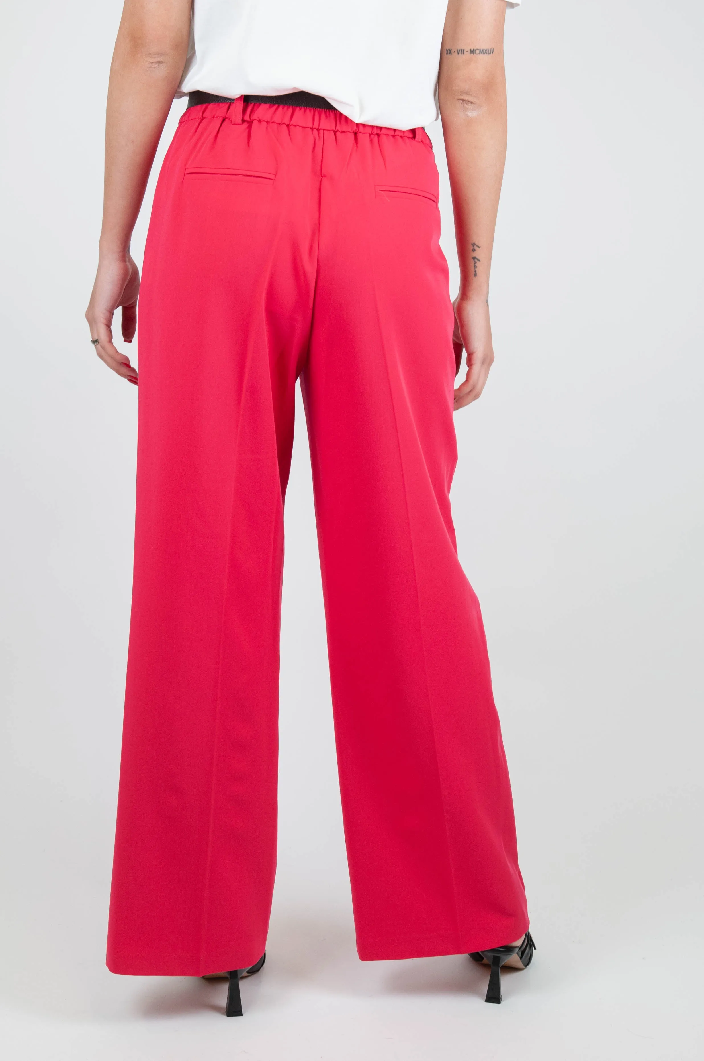 Haveone - Pantalone palazzo con piega stirata ed elastico dietro