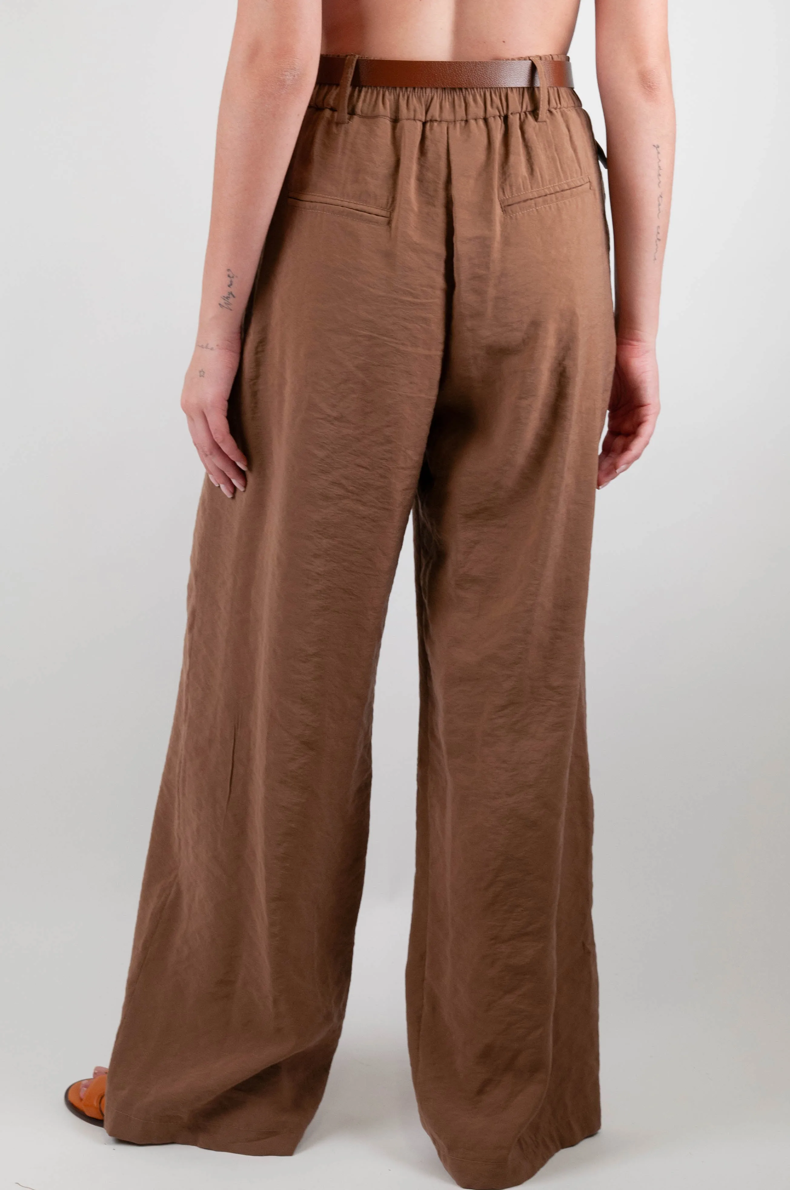 Haveone - Pantalone palazzo in modal con elastico sul retro