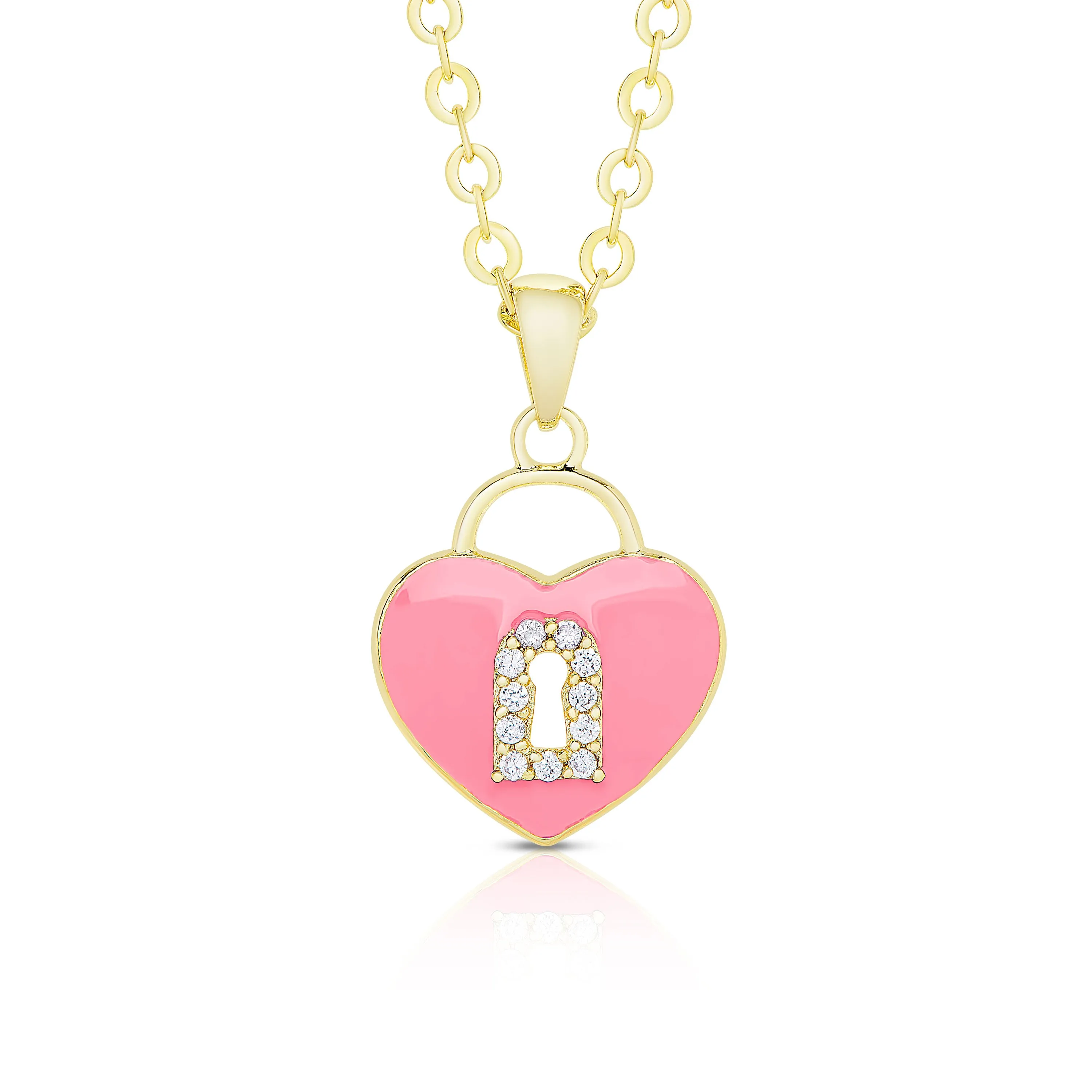 Heart Lock Pendant with CZ