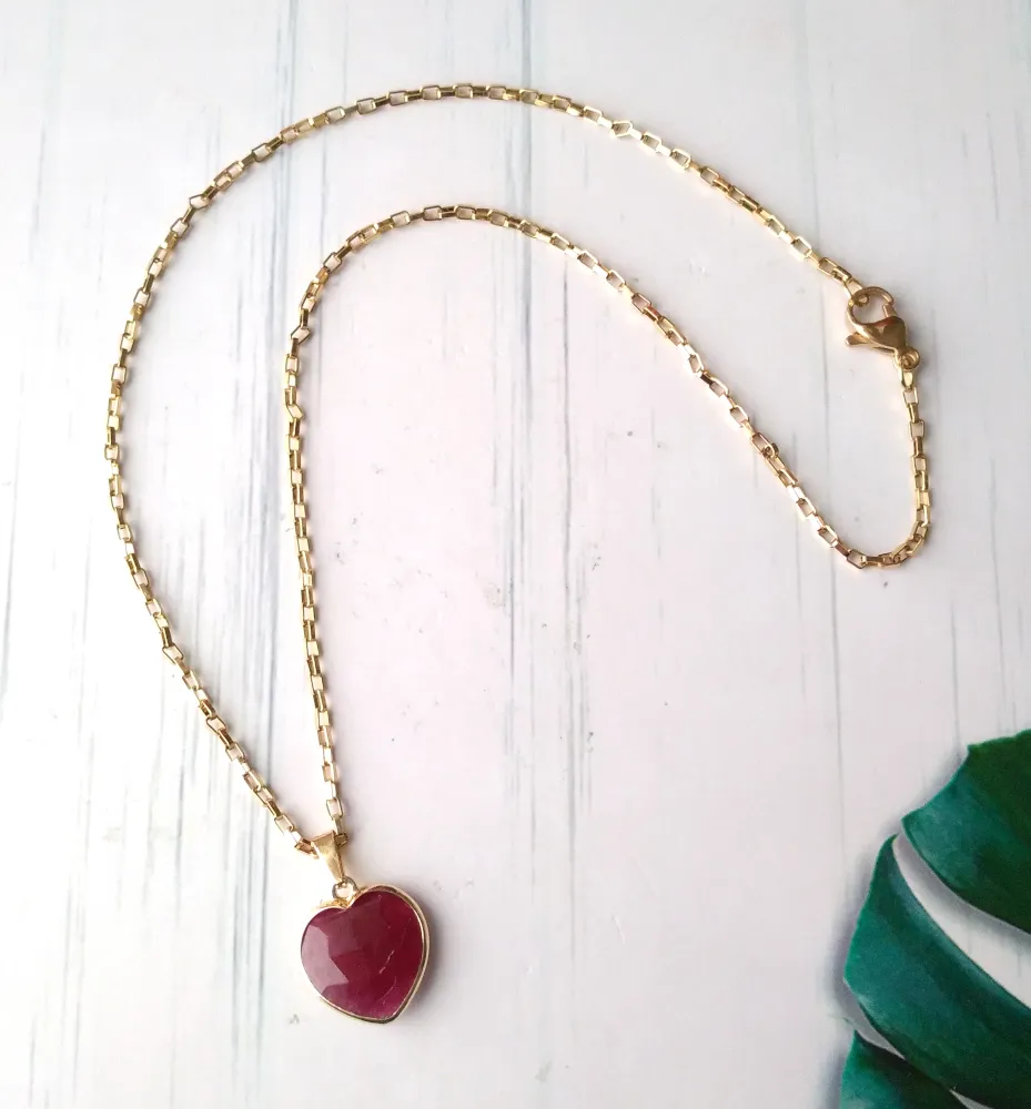 Heart Single Gem Drop Necklace