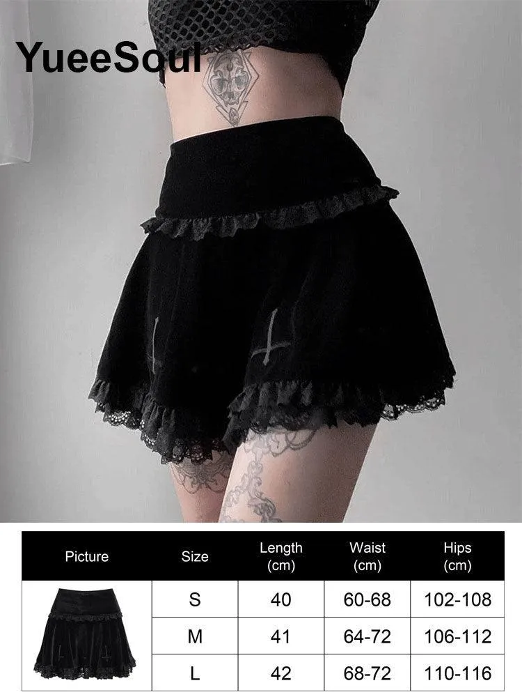 High Waist Goth Dark Mini Skirt