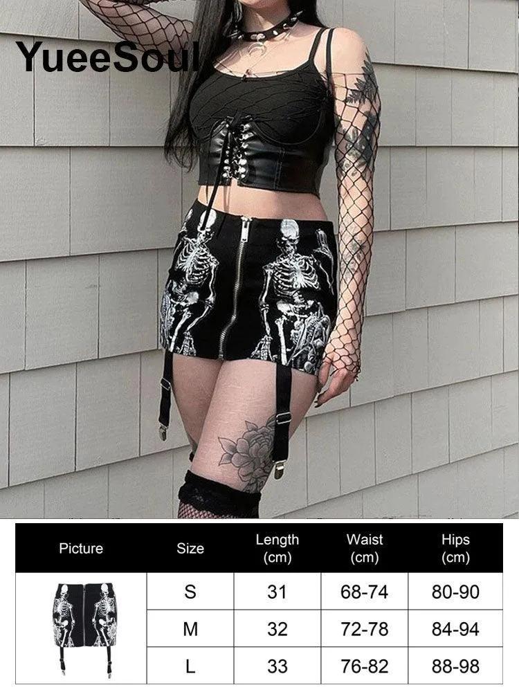 High Waist Goth Dark Mini Skirt