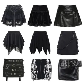 High Waist Goth Dark Mini Skirt