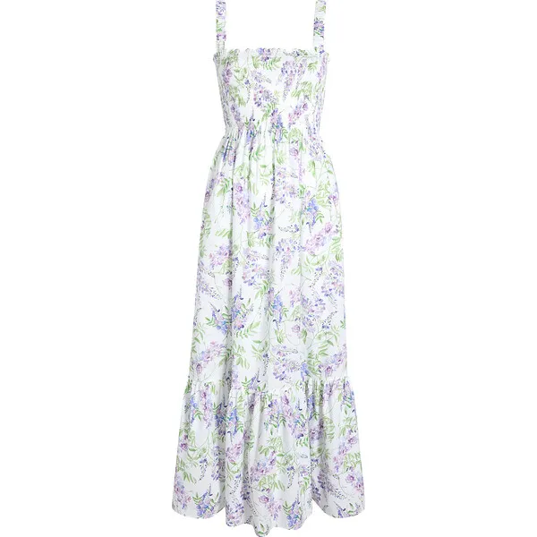 Hill House Home Women's Anjuli Wisteria Print Sleeveless Smocked Maxi Nap Dress, Multicolors