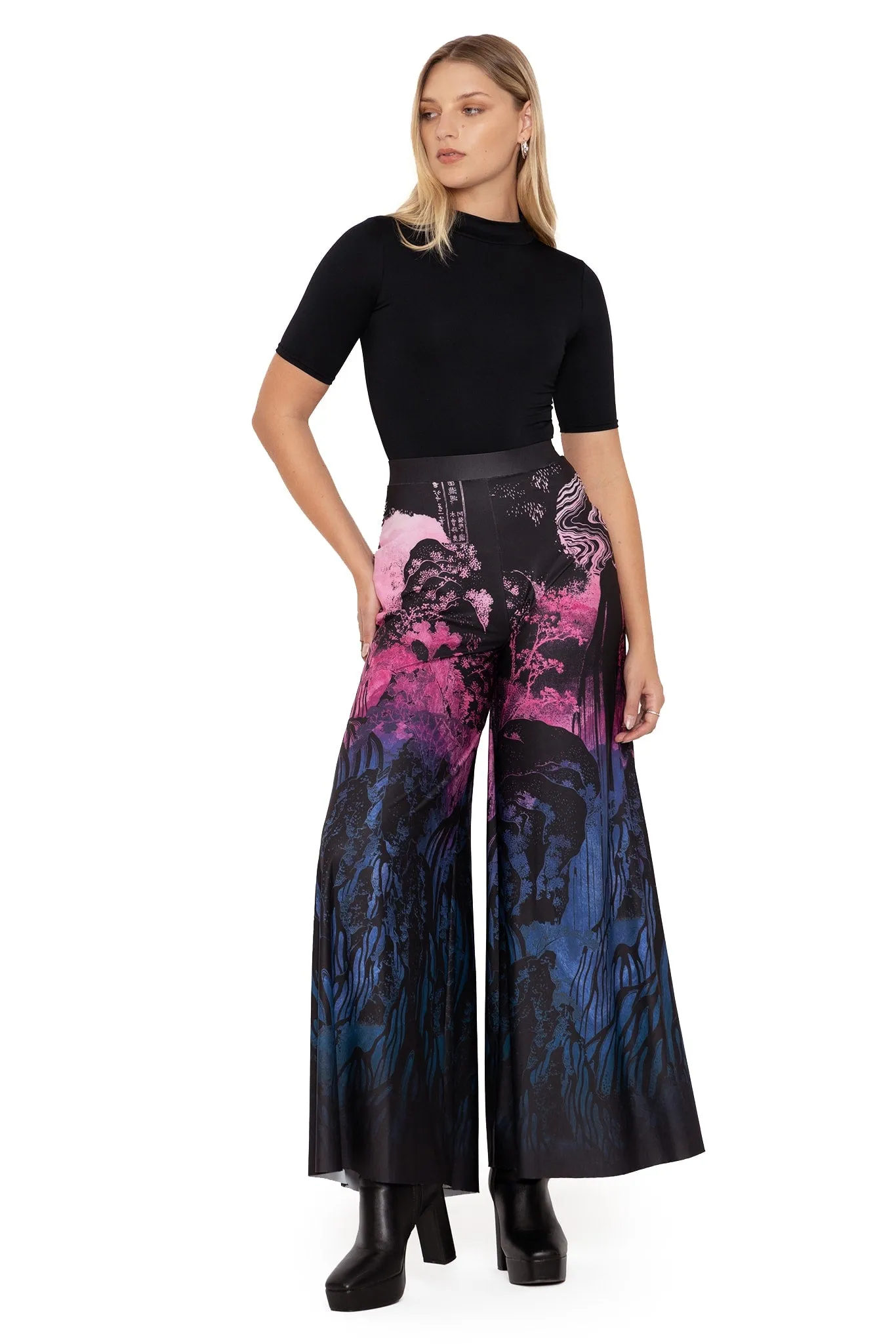 Hokusai's Waterfalls Palazzo Pants