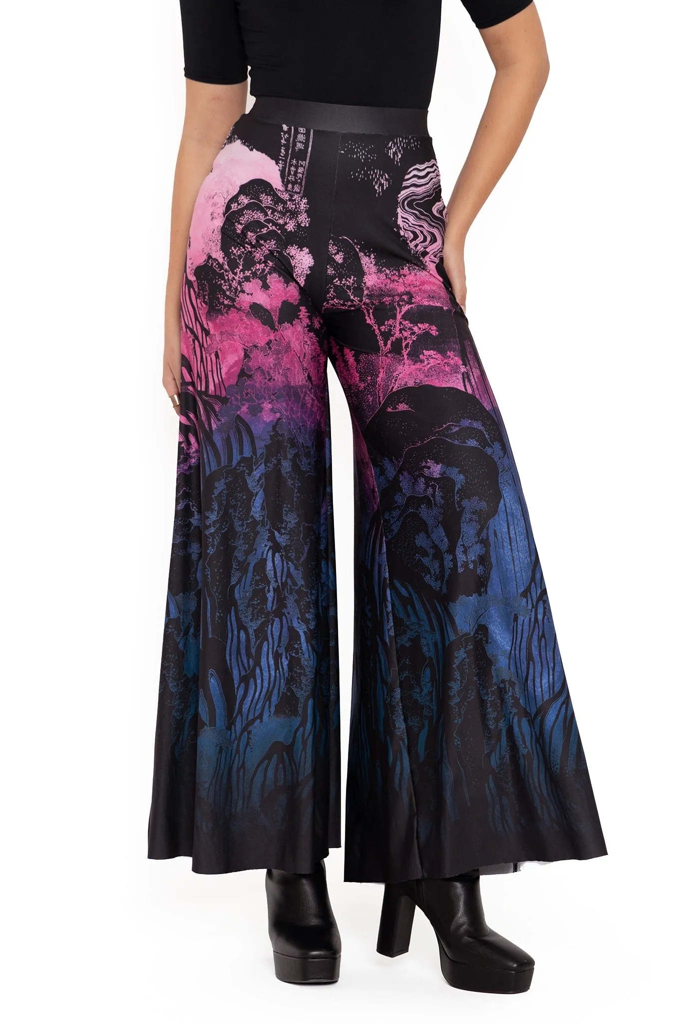 Hokusai's Waterfalls Palazzo Pants