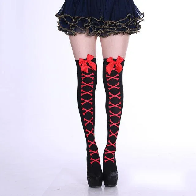 Hot Girl Bone Bow Socks Streetwear