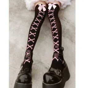 Hot Girl Bone Bow Socks Streetwear