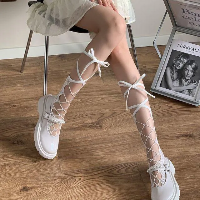 Hot Girl Bone Bow Socks Streetwear