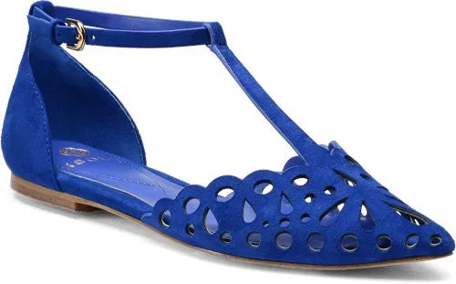 Isola Women's •Camillus• T-Strap Flat 9M Electric Blue Suede