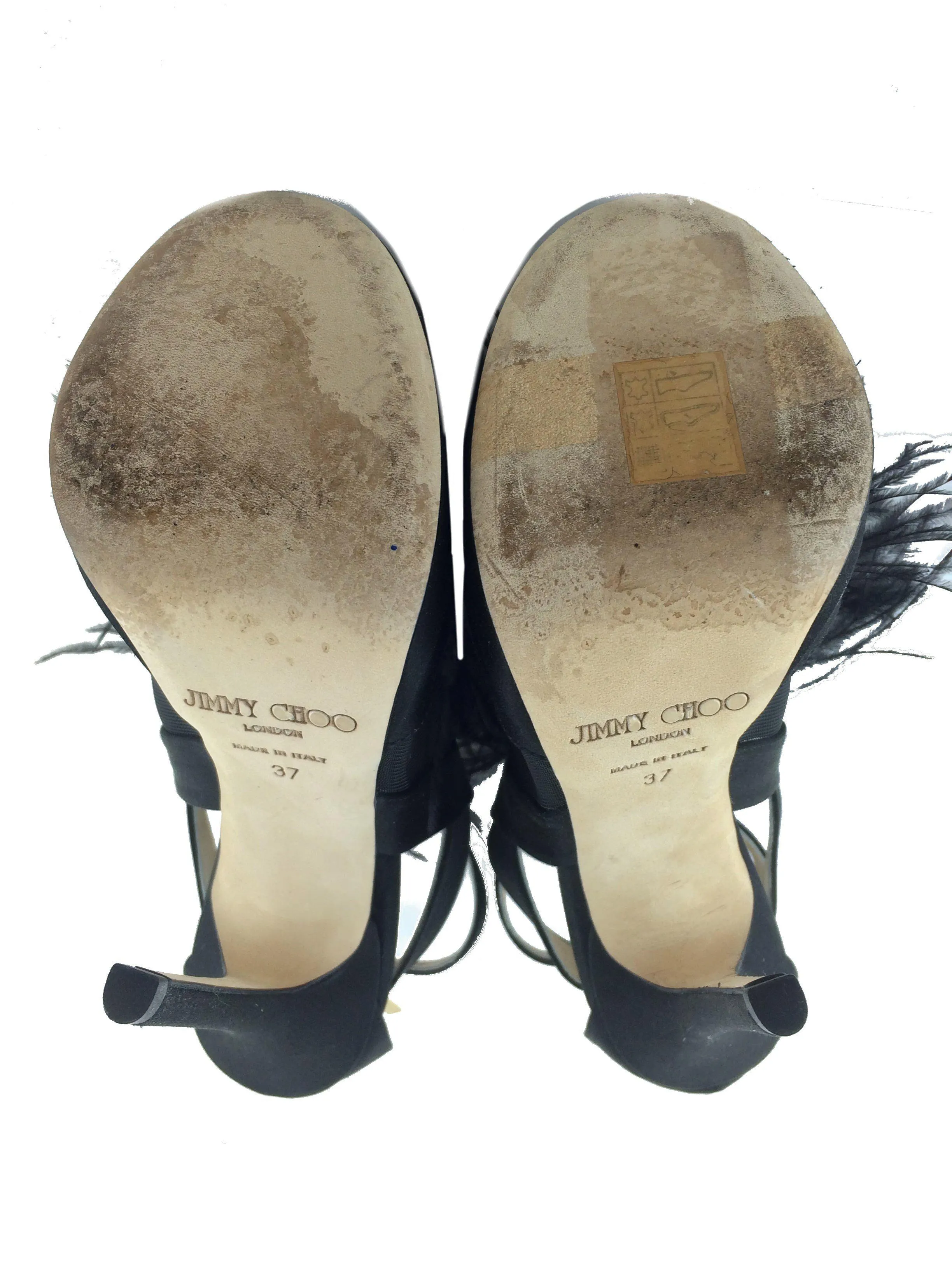 Jimmy Choo Teazer Ostrich Feather Satin Platform Sandals Size 7