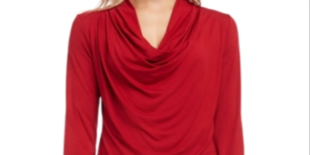 Karen Kane Women's Draped Cowlneck Top Red Size X-Small