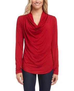 Karen Kane Women's Draped Cowlneck Top Red Size X-Small