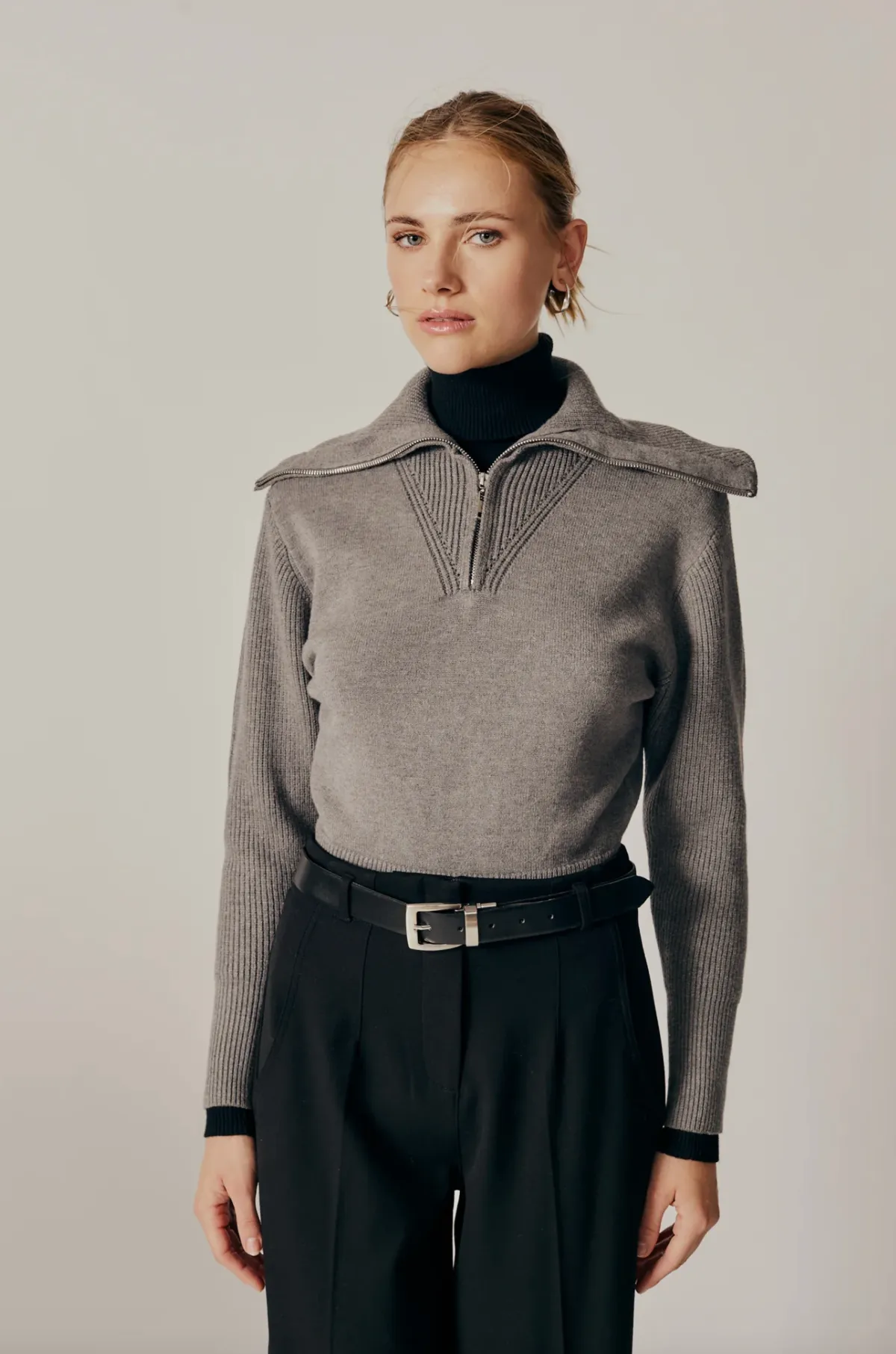 Lobelia Turtleneck Sweater - Grey Melange