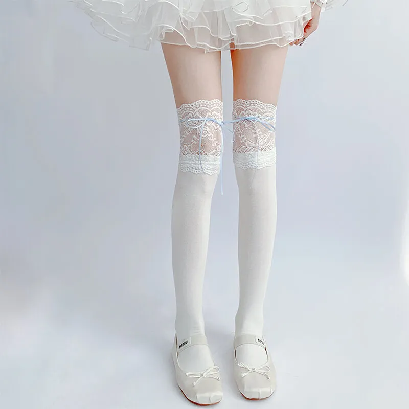 Lolita lace ribbon high tube socks BY11132