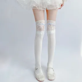 Lolita lace ribbon high tube socks BY11132