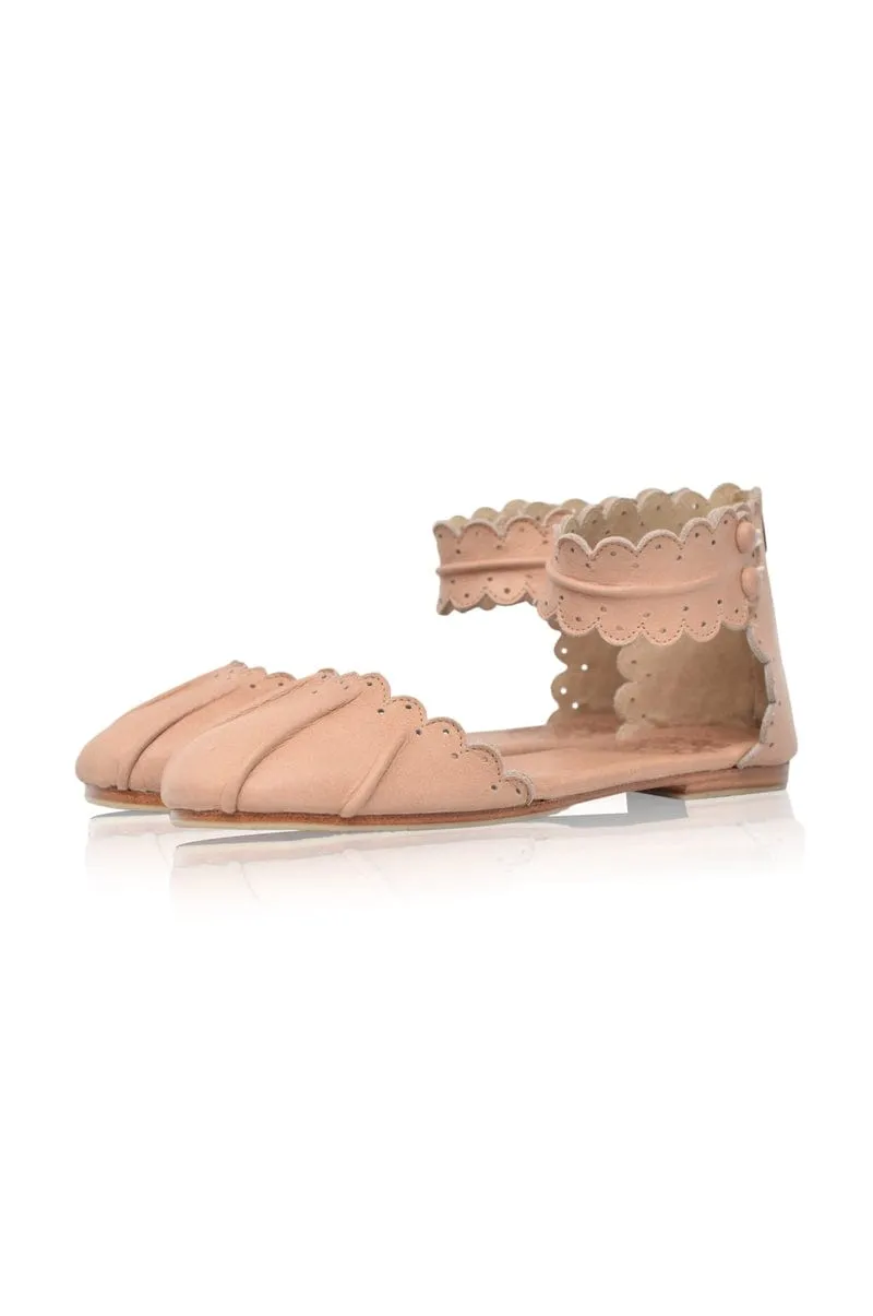 Love Bird Leather Flats in Vintage Beige