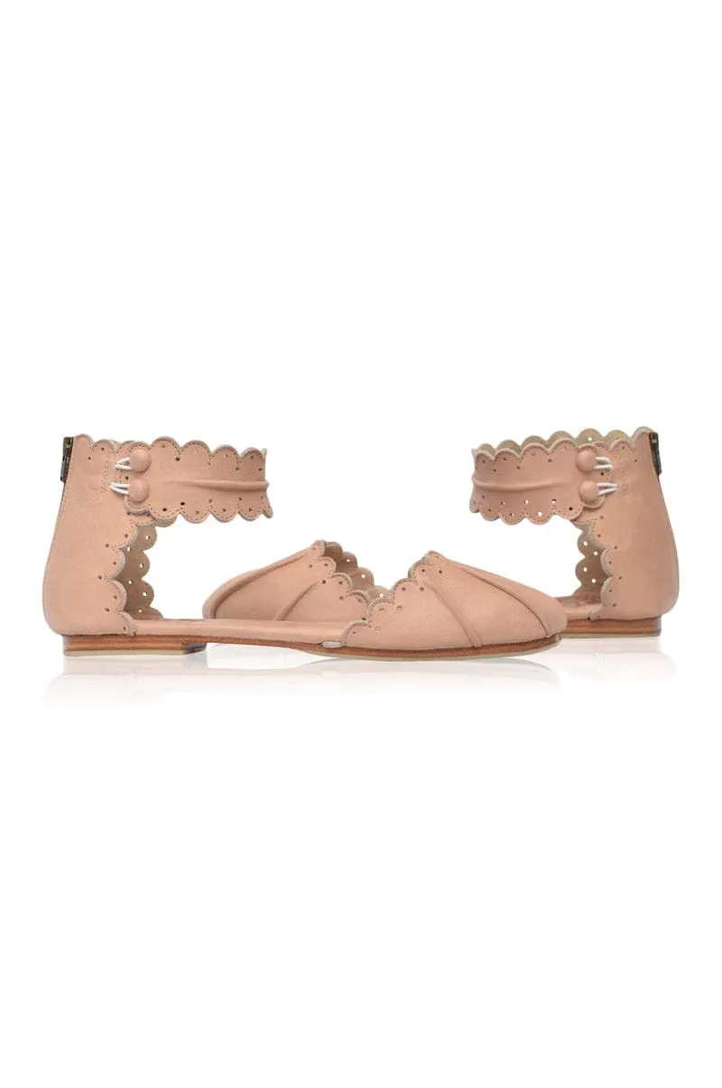 Love Bird Leather Flats in Vintage Beige