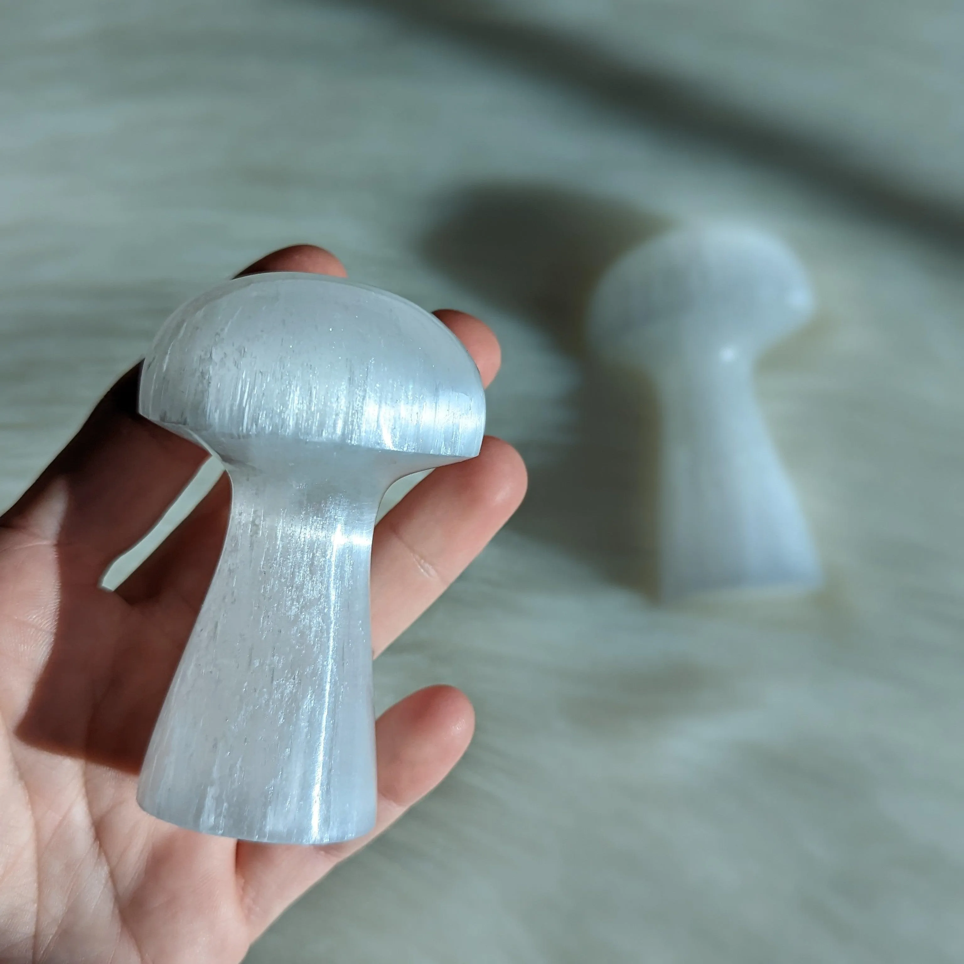 Magical Selenite Mushroom Carving (one)