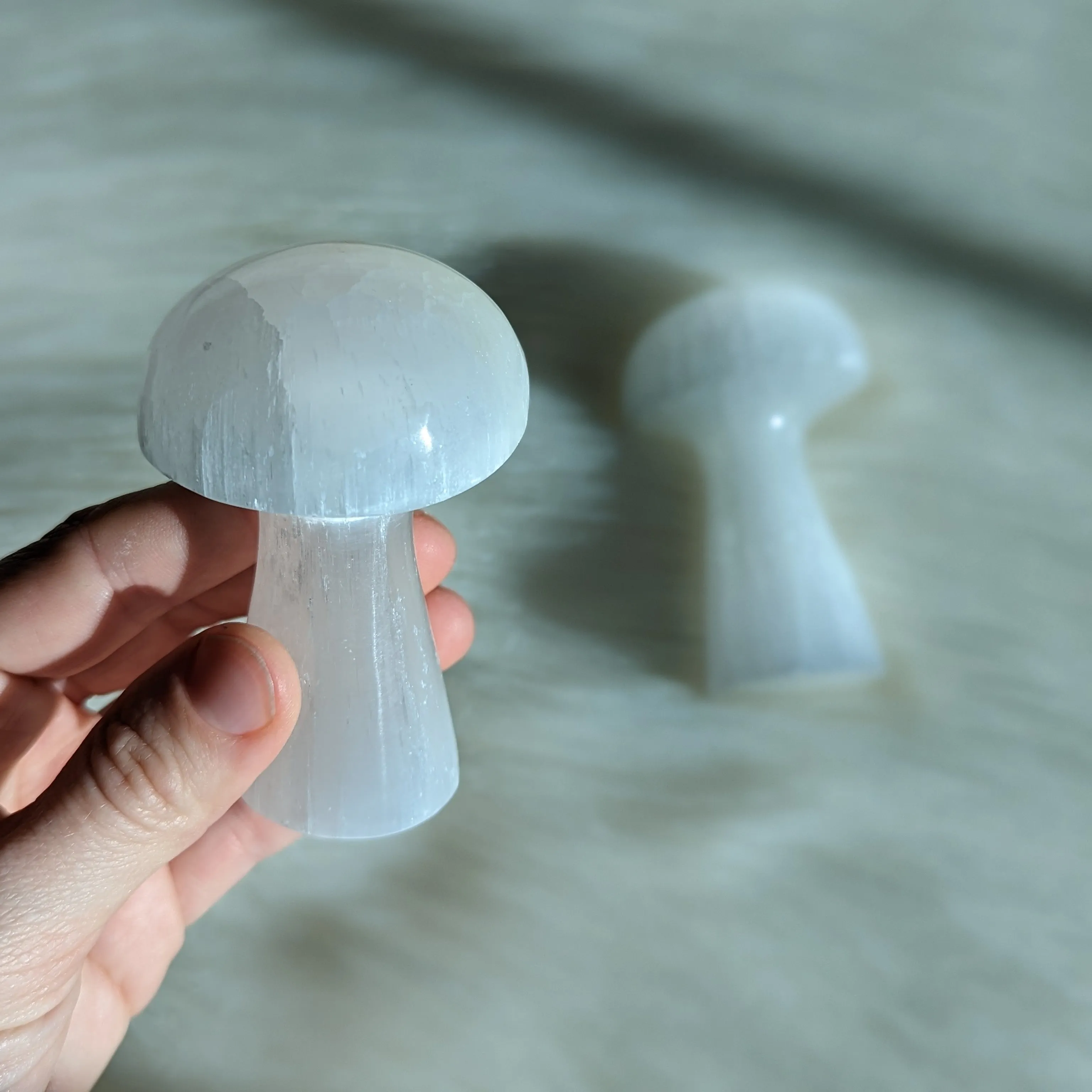 Magical Selenite Mushroom Carving (one)