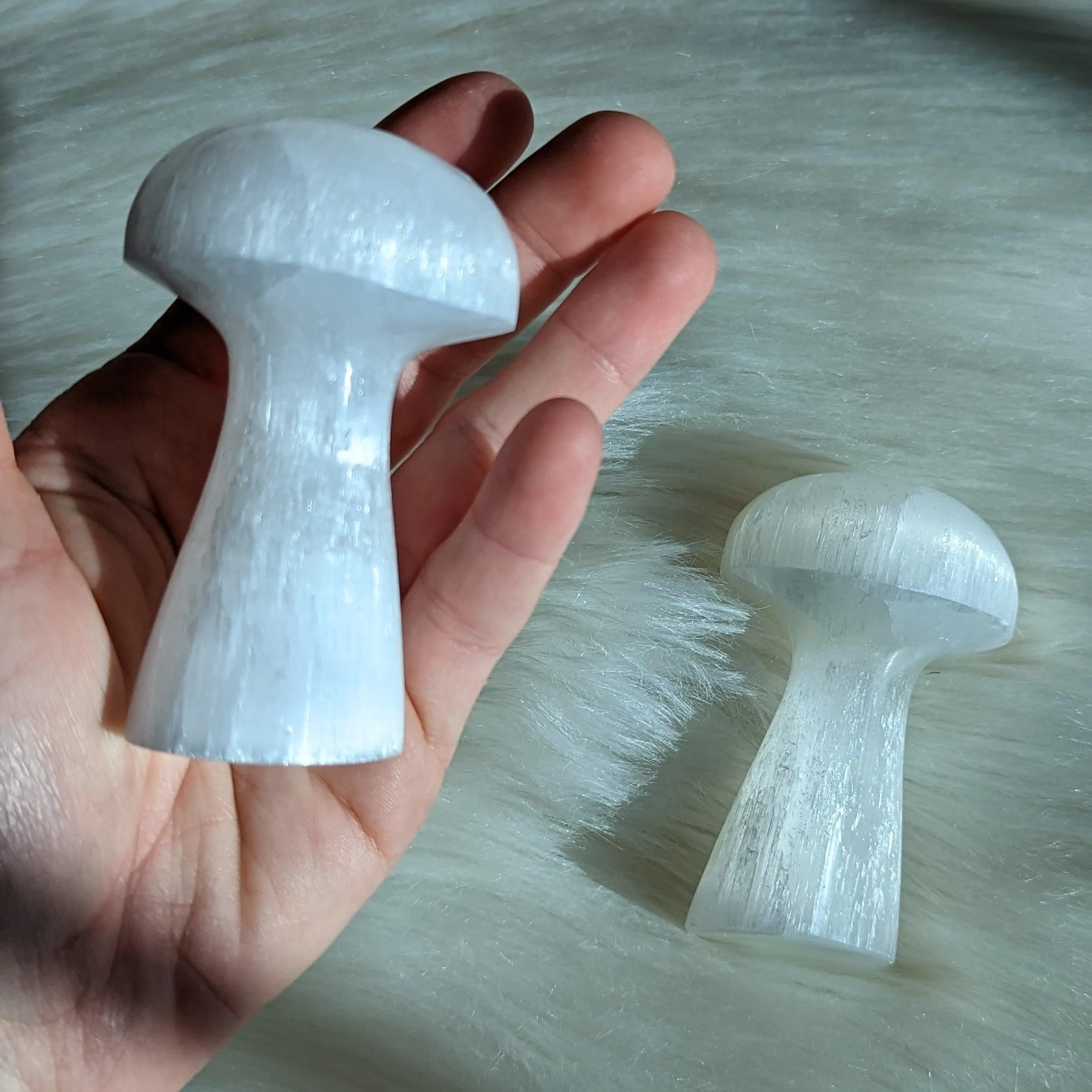 Magical Selenite Mushroom Carving (one)