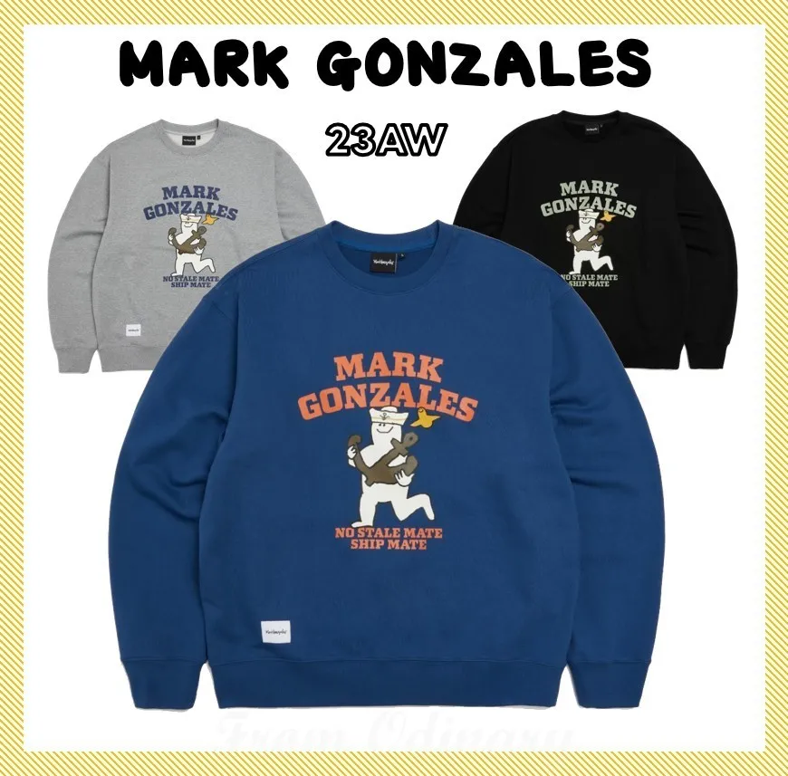 Mark Gonzales  |Unisex Street Style Long Sleeves Logo Sweatshirts