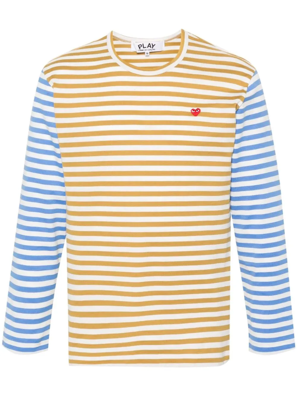 Mens Long Sleeves Tee Bi-Colour Striped - Olive/Blue