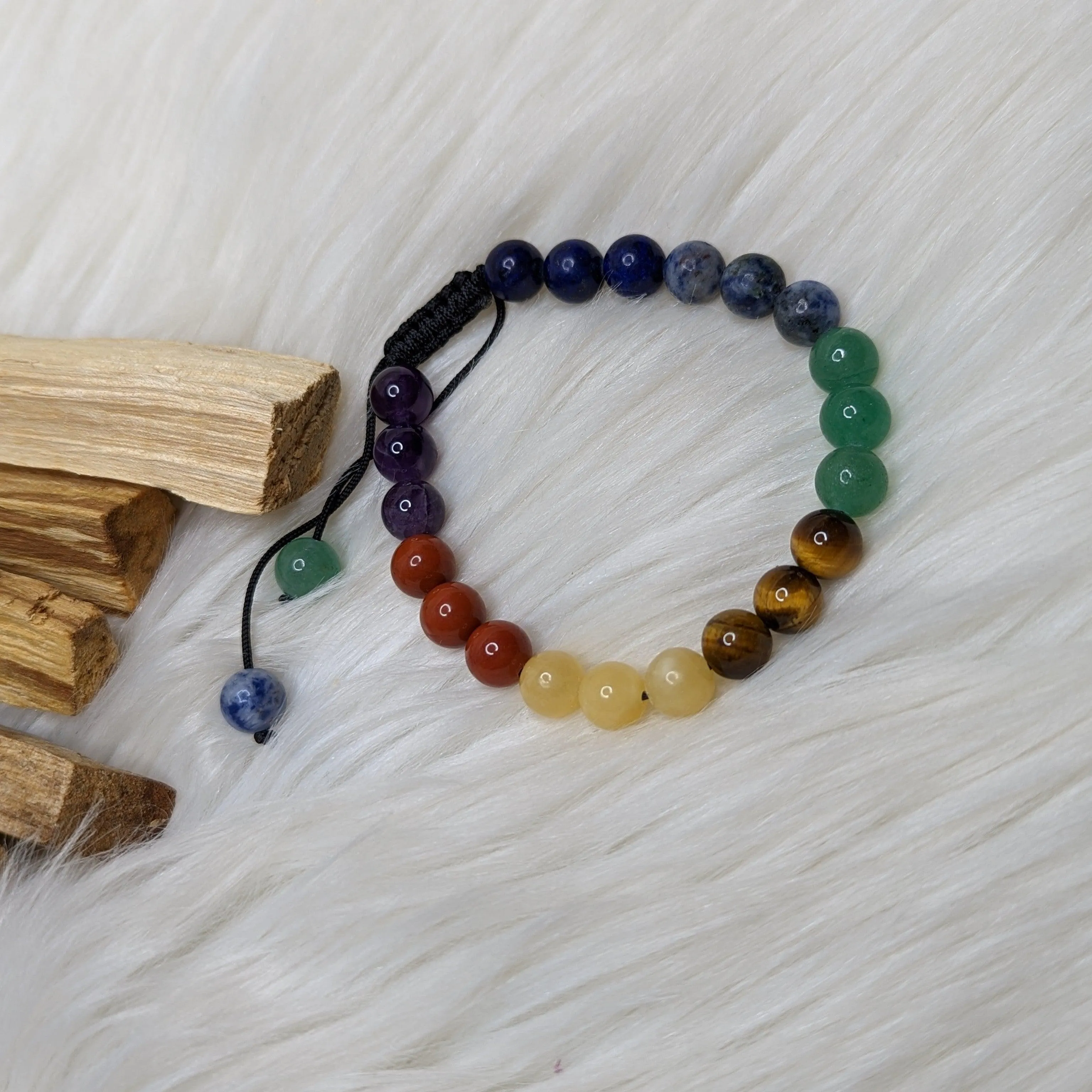 One Chakra Balancing Gemstone Bracelet on Adjustable Cord