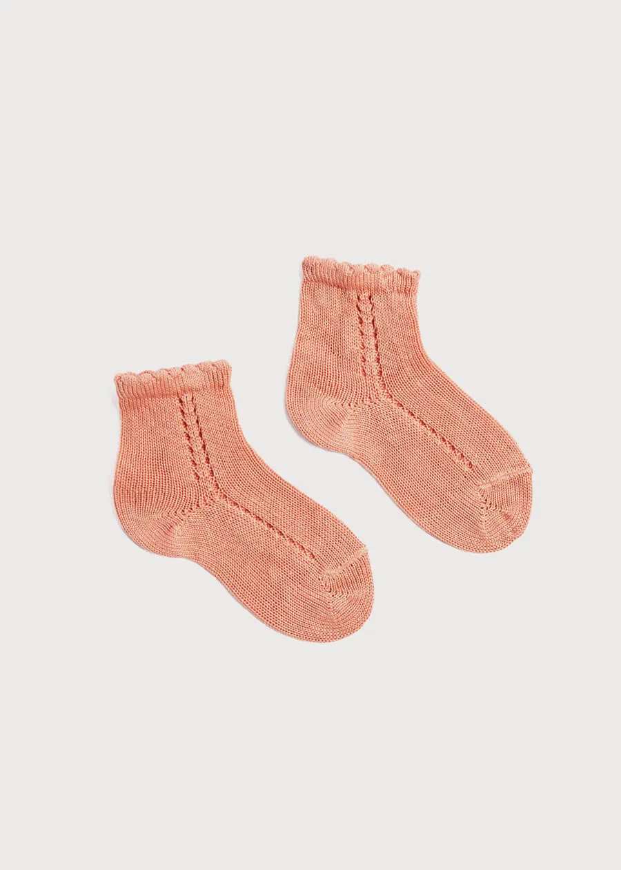 Openwork Short Socks - Coral (0mths-6yrs)