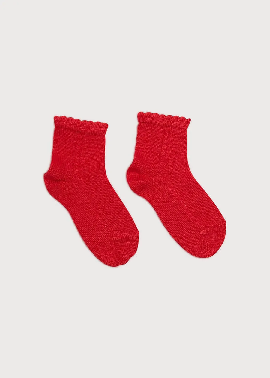 Openwork short socks - Red (3mths-8yrs)