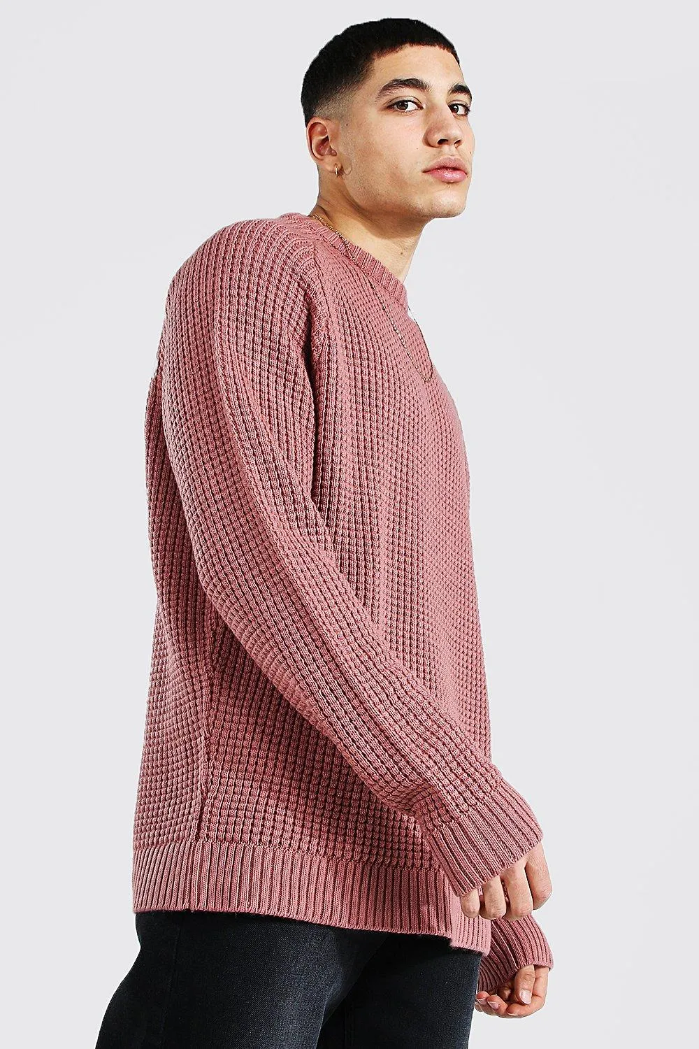 Oversized Waffle Knit Raglan Sweater