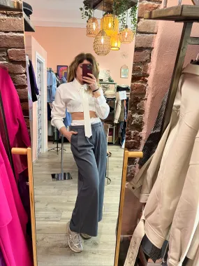 Pantaloni a palazzo con doppio elastico bianco