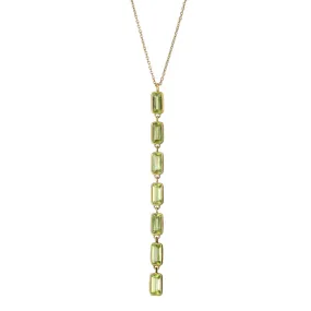 Peridot Baguette Stiletto Lariat Necklace