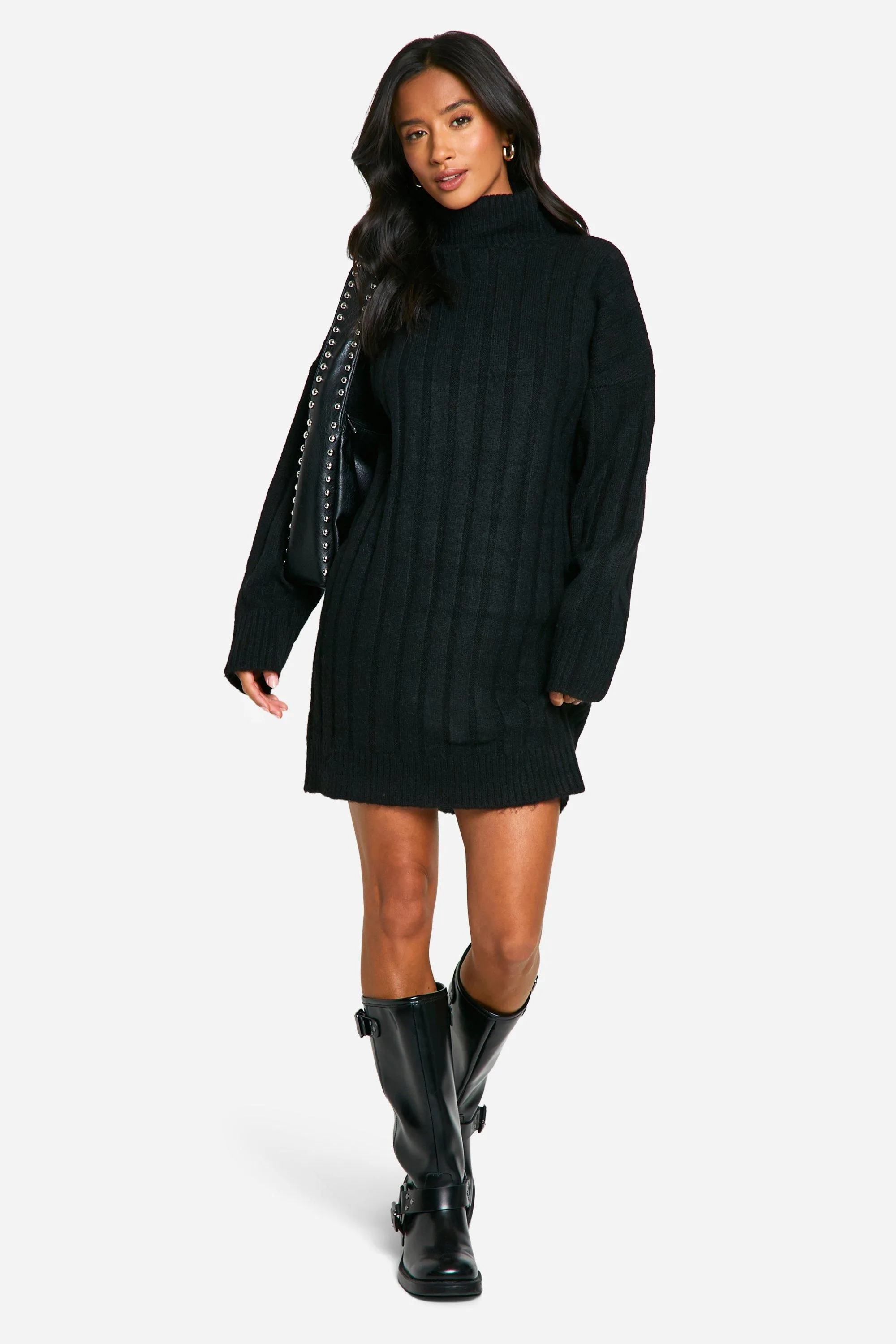 Petite Soft Rib Turtleneck Sweater Dress