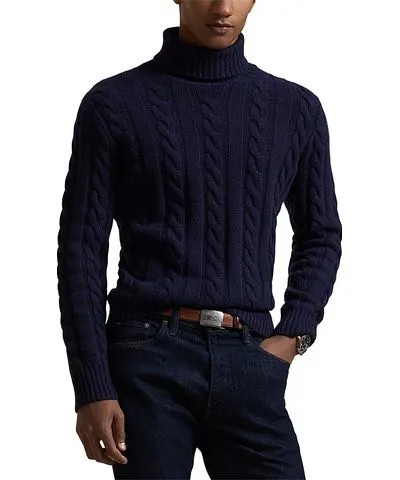 Polo Ralph Lauren Cable Knit Wool Cashmere Turtleneck Sweater