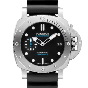 Pre-owned Panerai PAM00973 Submersible Blue Limited Steel Watch 42mm