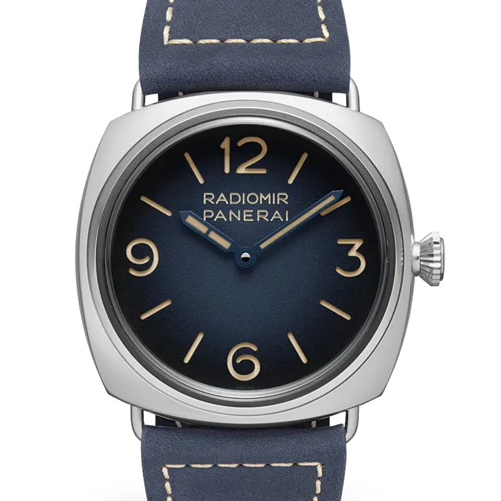 Pre-owned Panerai Radiomir Tre Giorni Blue Suede PAM01335 - 45mm Watch