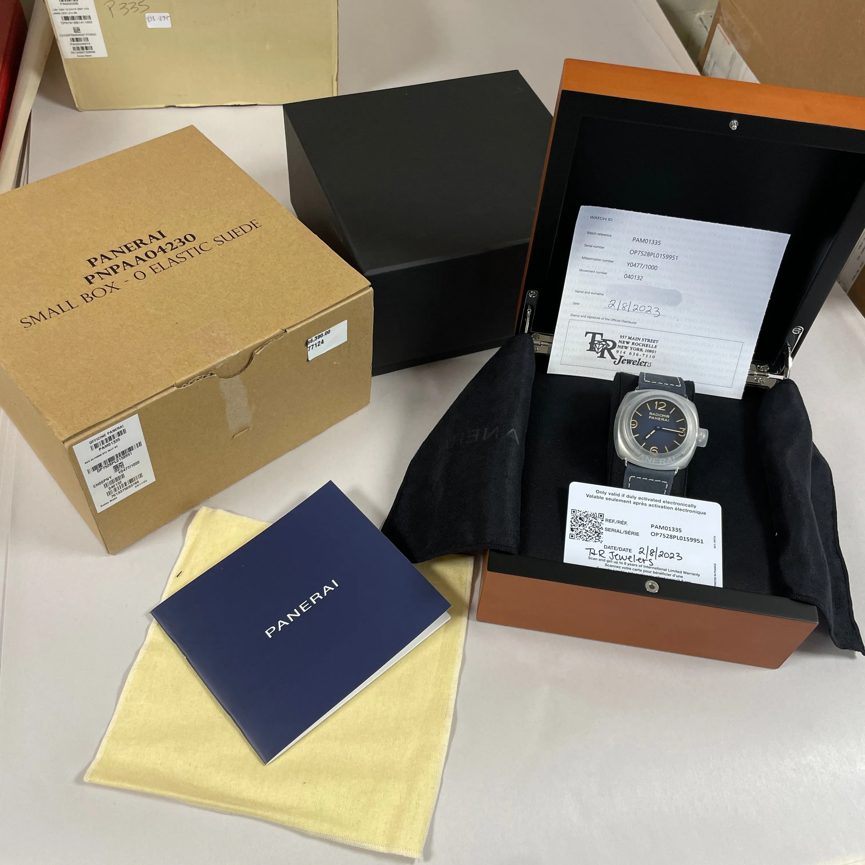 Pre-owned Panerai Radiomir Tre Giorni Blue Suede PAM01335 - 45mm Watch