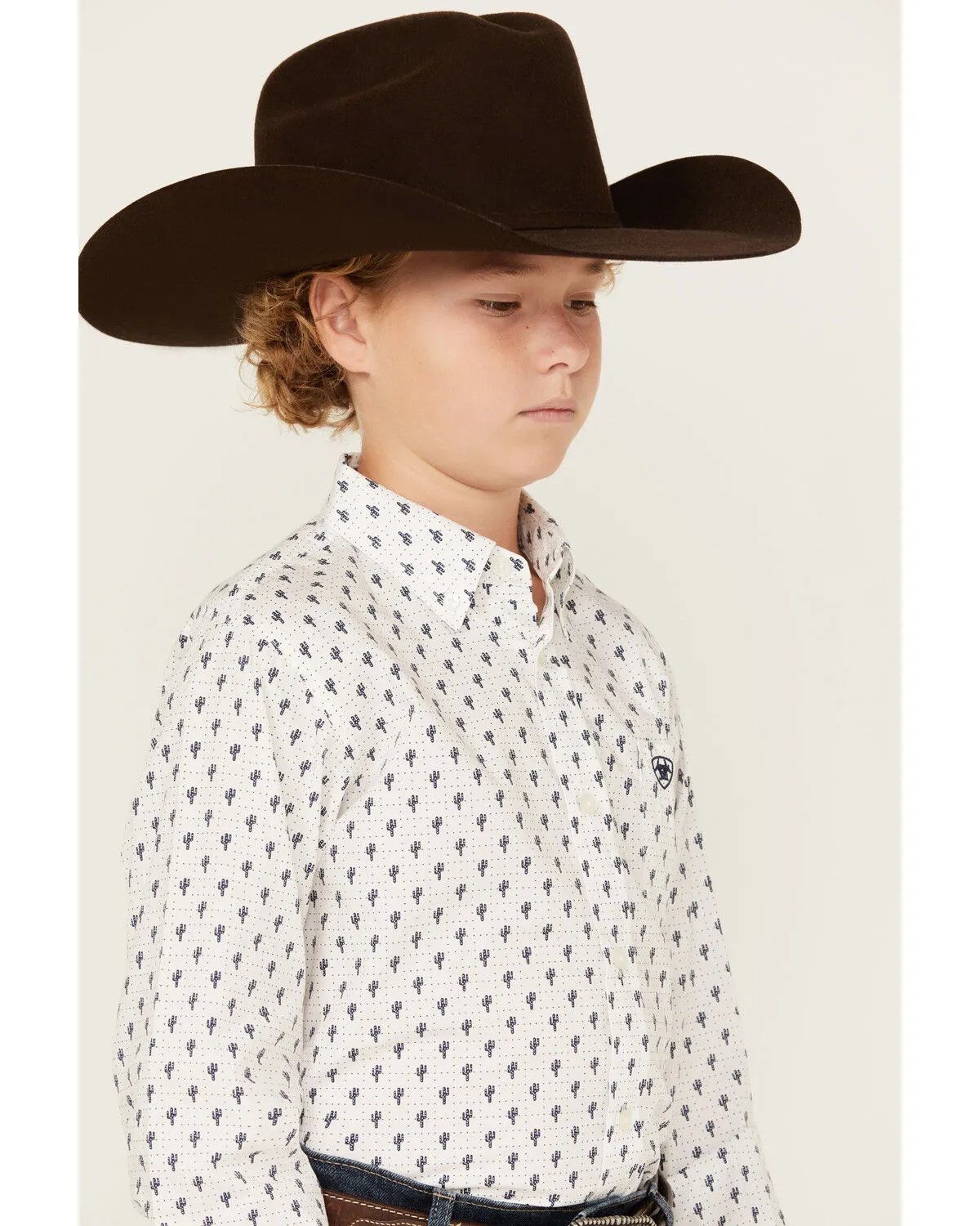 Product Name:  Ariat Boys' Parker Cactus Print Long Sleeve Button-Down Western Shirt