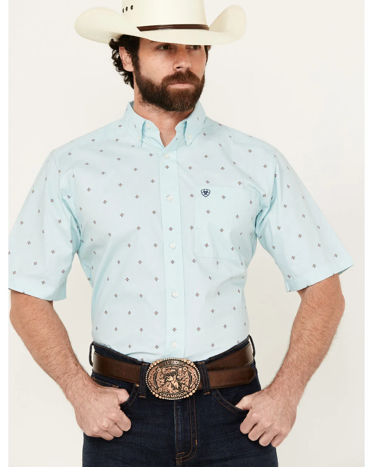 Product Name:  Ariat Men's Royce Geo Print Short Sleeve Button-Down Western Shirt