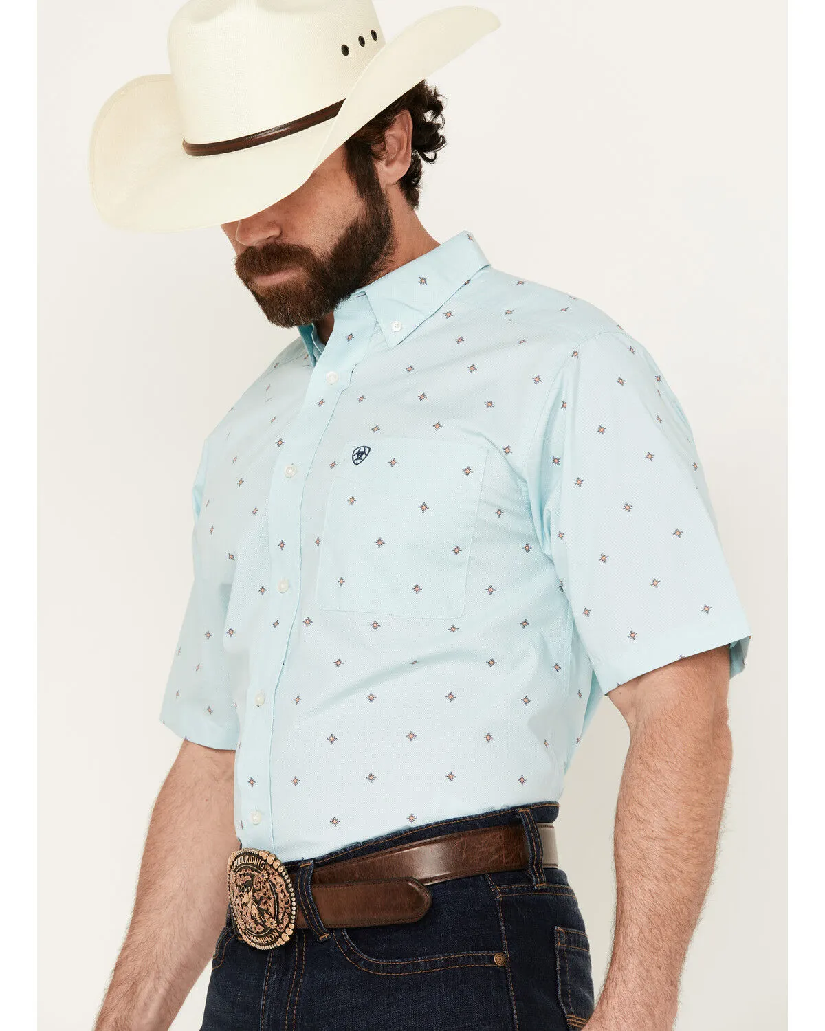 Product Name:  Ariat Men's Royce Geo Print Short Sleeve Button-Down Western Shirt