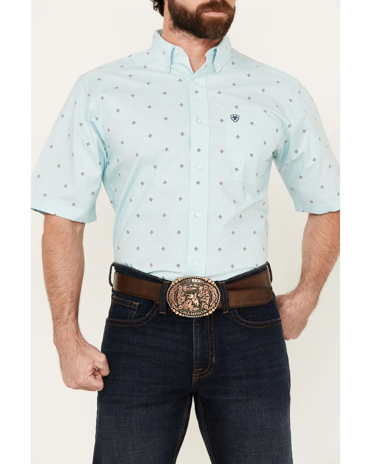 Product Name:  Ariat Men's Royce Geo Print Short Sleeve Button-Down Western Shirt