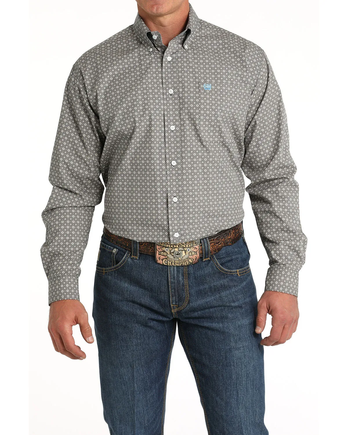 Product Name:  Cinch Men's Geo Print Long Sleeve Button-Down Western Shirt