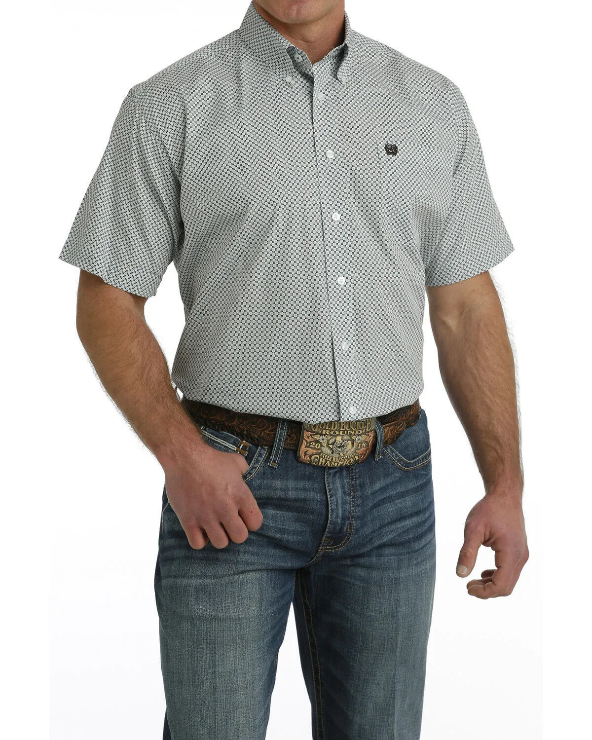 Product Name:  Cinch Men's Geo Print Short Sleeve Button-Down Western Shirt