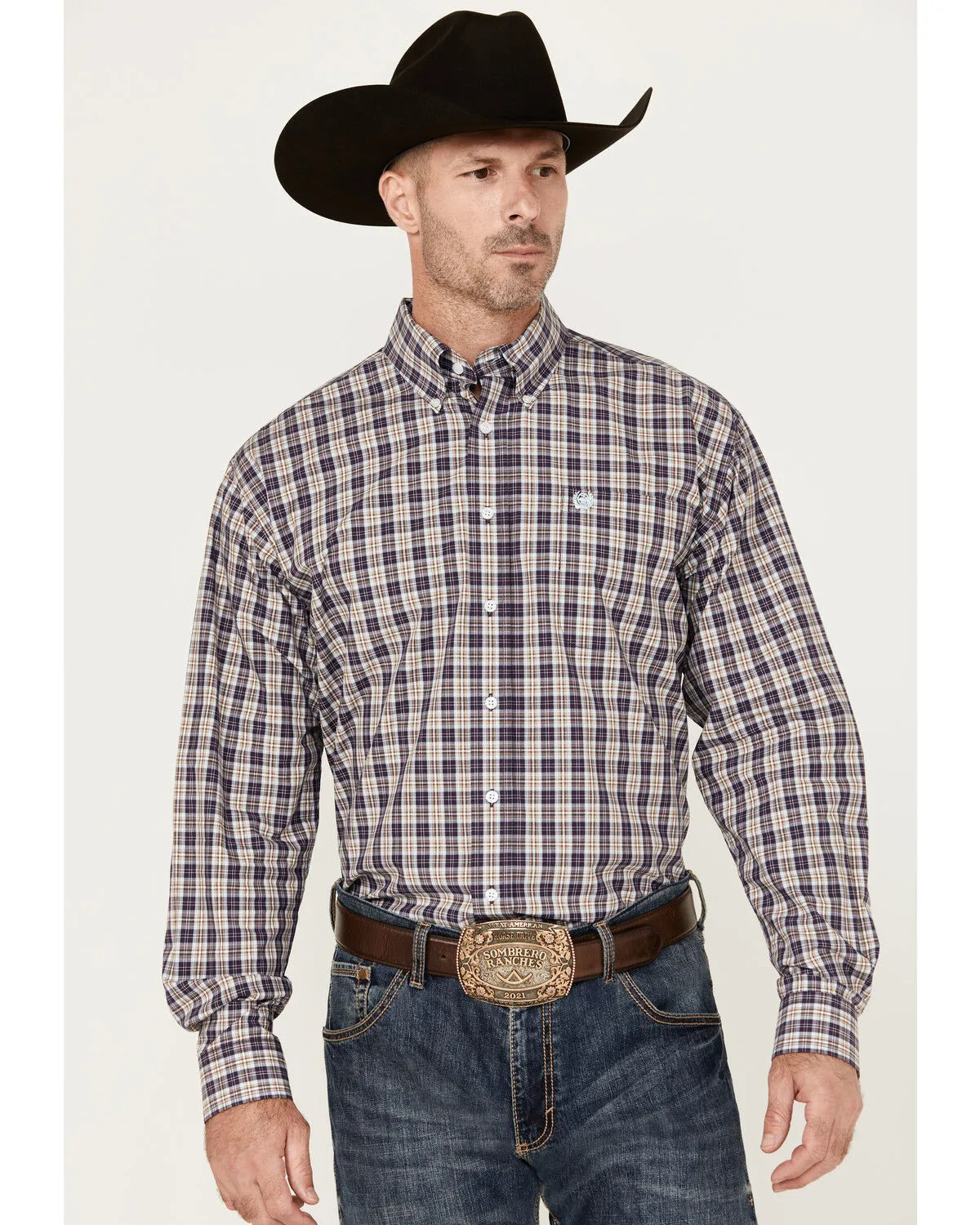 Product Name:  Cinch Men's Plaid Print Long Sleeve Button-Down Western Shirt