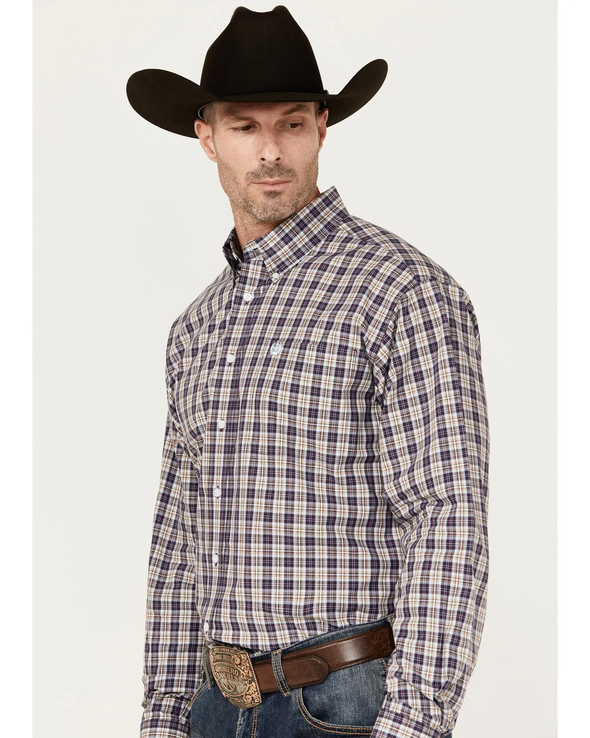 Product Name:  Cinch Men's Plaid Print Long Sleeve Button-Down Western Shirt