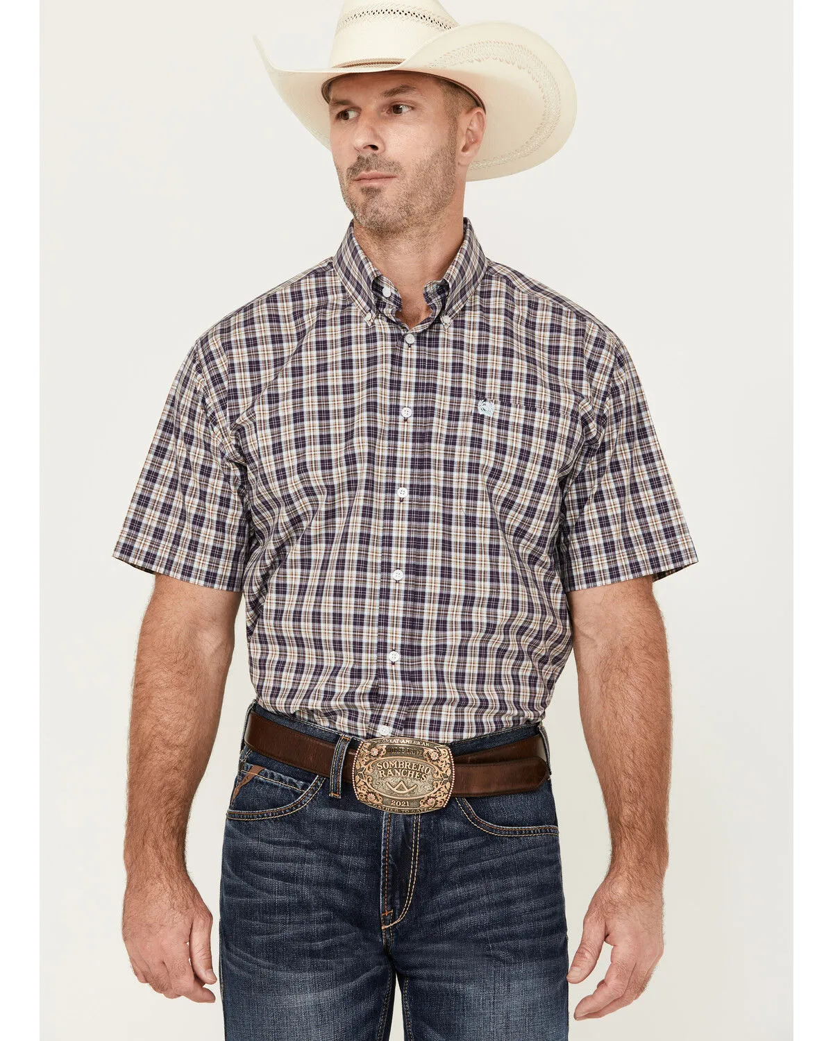 Product Name:  Cinch Men's Plaid Print Short Sleeve Button-Down Western Shirt